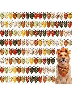 200 Pcs Fall Paw Print Dog Bandanas - Autumn Pet Accessories for Thanksgiving